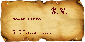 Novák Mirkó névjegykártya